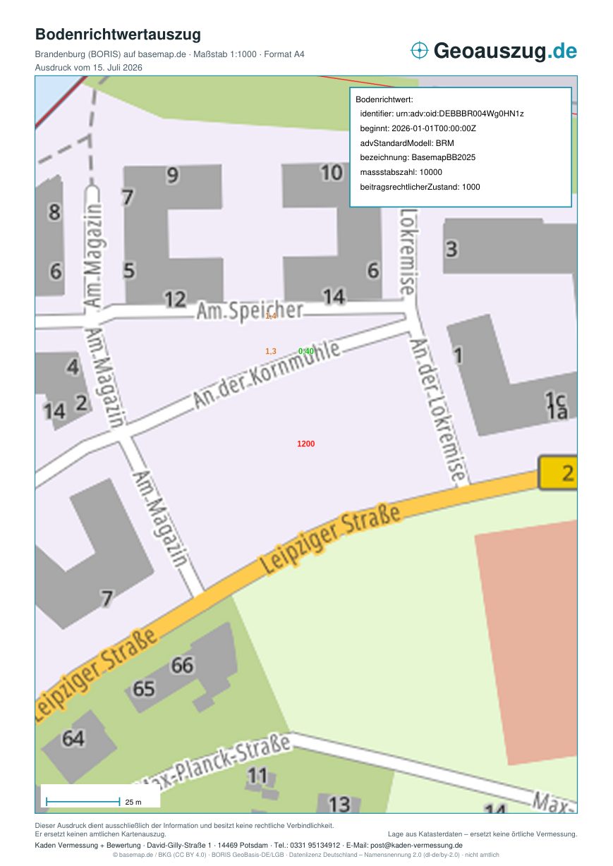 Muster Bodenrichtwertauszug